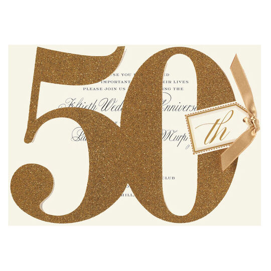 50th Anniversary Glittered Die-cut Invitations